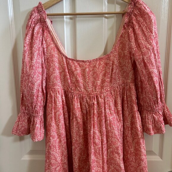 Anthropologie Pilcro Baby Doll Mini Dress Floral Pink Twee SZXS Prairie Boho - Picture 3 of 9